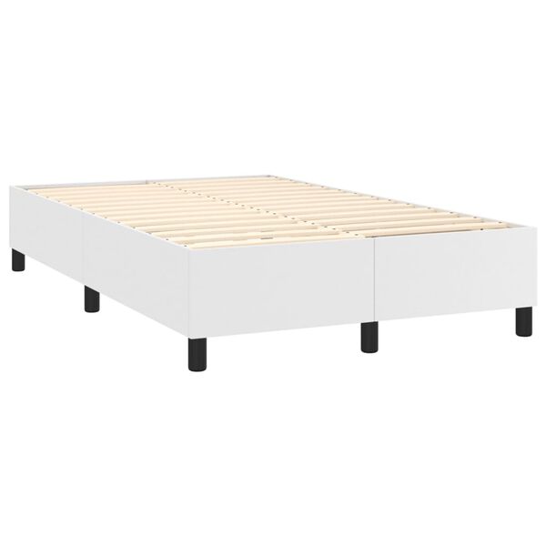 vidaXL Box spring postelja z vzmetnico bel 120x200 cm umetno usnje