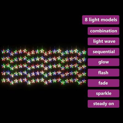 vidaXL LED zavesa z zvezdicami 500 LED lučk barvna 8 funkcij