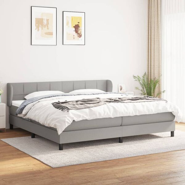 vidaXL Box spring postelja z vzmetnico svetlo siva 200x200 cm blago