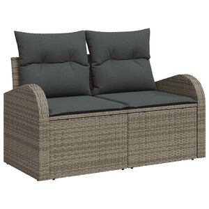 vidaXL Vrtni kavč z blazino Siva 124 x 62 x 69 cm poli ratan