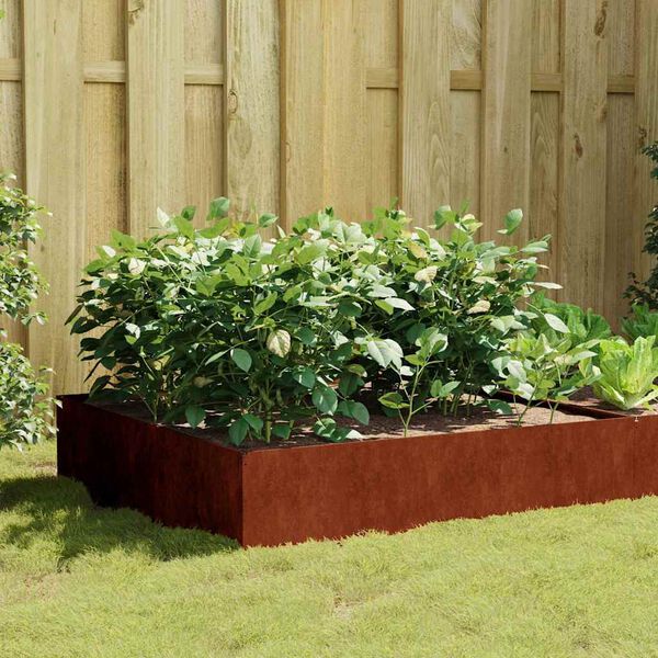 vidaXL Vrtna visoka greda 100x100x41 cm corten jeklo