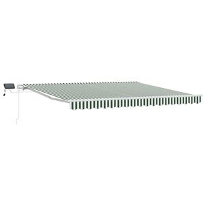 vidaXL Vlečna tenda Zelena in Bela 400 &times; 300 cm Tkanina in aluminij