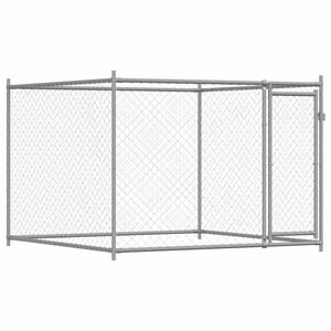 vidaXL Pasji boks z vrati siv 2x2x1,5 m pocinkano jeklo