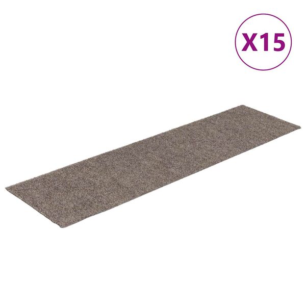 vidaXL Preproge za stopnice samolepilne 15 kosov 76x20 cm bež pravokotne