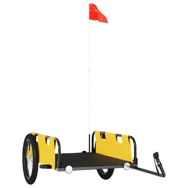 vidaXL Kolesarska prikolica rumena oxford tkanina in železo