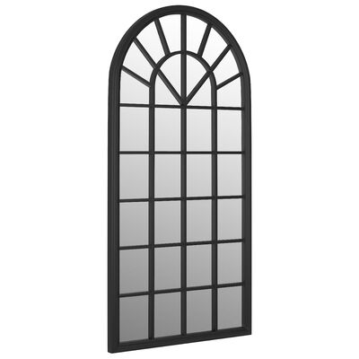vidaXL Vrtno ogledalo črno 90x45 cm železno za zunanjo uporabo