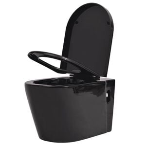 vidaXL Viseča WC &Scaron;koljka Keramična Črna