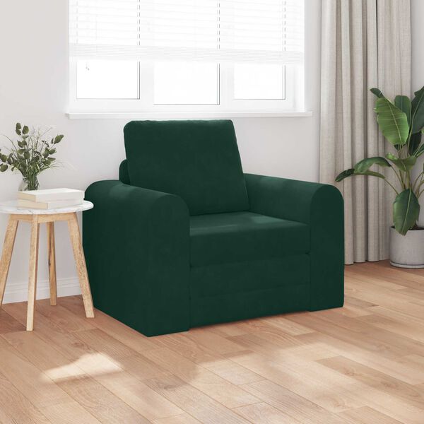 vidaXL Sofa postelja Temno zelena 98 x 71 x 83 cm Žamet