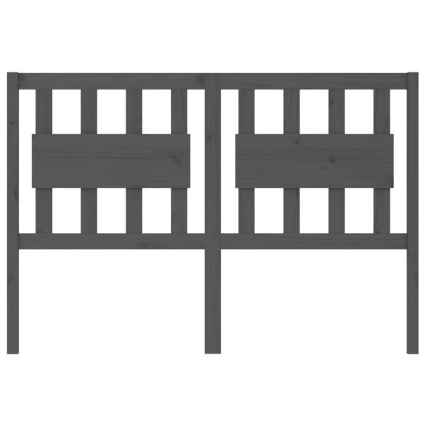 vidaXL Posteljno vzglavje sivo 125,5x4x100 cm trdna borovina