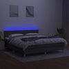 vidaXL Box spring postelja z vzmetnico LED temno siva 160x200 cm blago