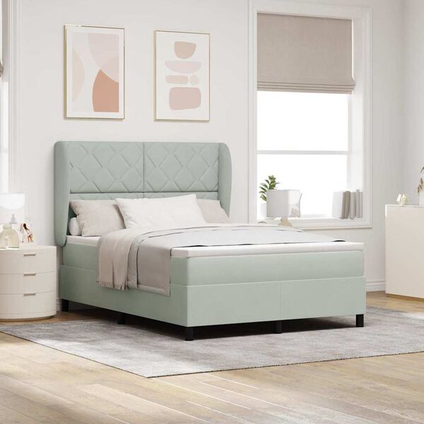 vidaXL Postelja z vzmetnico Svetlo siva 200 x 140 cm Poliester