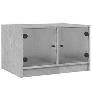 vidaXL Klubska mizica s steklenimi vrati betonsko siva 68x50x42 cm