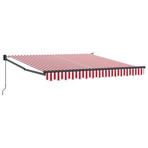vidaXL Vlečna tenda Rdeča in bela 300 x 250 cm