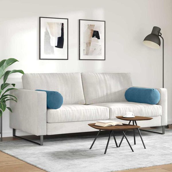 vidaXL Blazine 2 pcs Modra Ø 25 x 70 cm Žametna tkanina