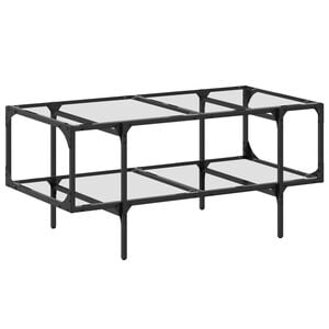 vidaXL Klubska mizica s stekleno povr&scaron;ino 98,5x50x45 cm jeklo