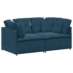 vidaXL Modularni kavč z blazinami žametno moder