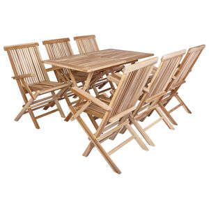 vidaXL Set vrtn furniture 7 kos Naravna Trden tikov les