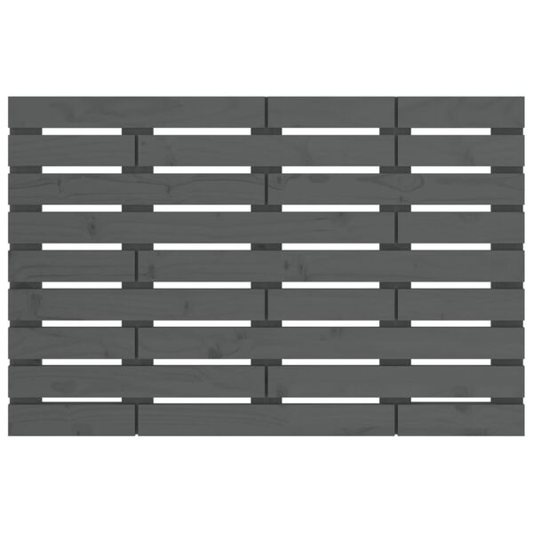 vidaXL Stensko posteljno vzglavje sivo 96x3x63 cm trdna borovina