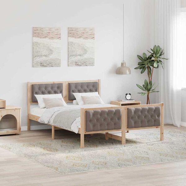 vidaXL Konstrukcija postelje Taupe 150 x 200 cm Masivno borovo les