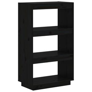 vidaXL Knjižna omara / pregrada črna 60x35x103 cm trdna borovina