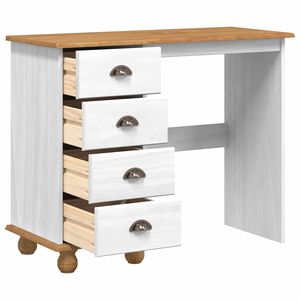 vidaXL Pisalna miza ASKIM Bela 95 x 40 x 75 cm Masivno borovo les