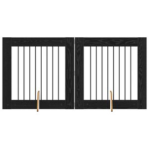 vidaXL Vrata za pse z stojali 2 pcs Črni hrast 80 x 80 cm