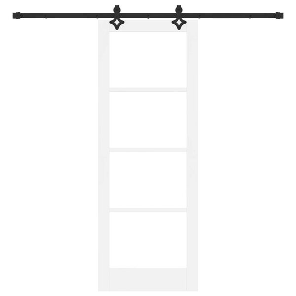 vidaXL Drsna vrata Bela 78 x 211 cm Trden borov les in steklo