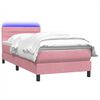 vidaXL Box spring postelja z vzmetnico LED Pink 100x220 cm Velvet