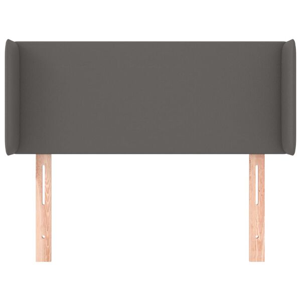 vidaXL Vzglavje z u&scaron;esi sivo 83x16x78/88 cm umetno usnje