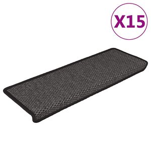 vidaXL Samolepilne preproge za stopnice sisal 15kosov 65x21x4cm antra.