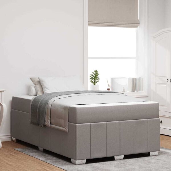vidaXL Konstrukcija postelje z vzmetnico Taupe 120 x 200 cm blago