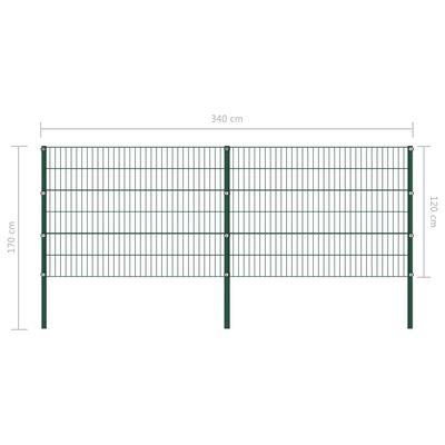 vidaXL Ograjni paneli s stebrički železo 3,4x1,2 m zeleni