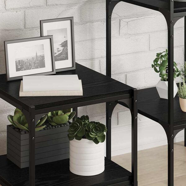 vidaXL Polica za knjige 4 pcs Črna 40 x 40 x 1,5 cm Konstruiran les