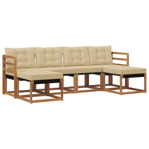 vidaXL Zunanja garnitura za sedenje z blazino 6 pcs Naravna in bež