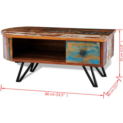 vidaXL Klubska mizica z železnimi nogami iz trdnega predelanega lesa
