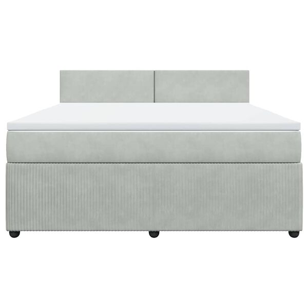 vidaXL Box spring postelja z vzmetnico svetlo siva 180x200 cm žamet