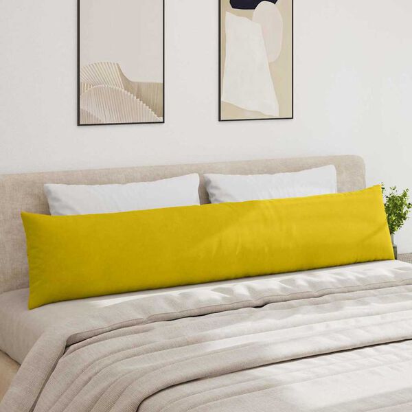 vidaXL Blazine za kavč 2 pcs Rumena 200 x 40 cm Žametna tkanina