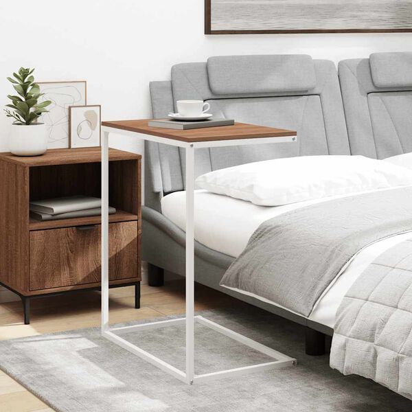 vidaXL Stranska mizica bela 55x35x66 cm konstruiran les