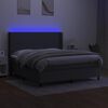 vidaXL Box spring postelja z vzmetnico LED temno siva 180x200 cm blago