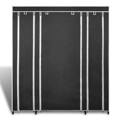 vidaXL Garderobna omara iz blaga s predelki 45x150x176 cm črna