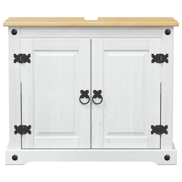 vidaXL Omarica za umivalnik Bela 73 x 33 x 60 cm Masivno borovo les