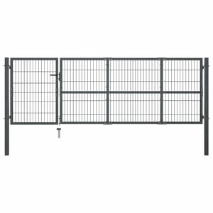 vidaXL Vrtna vrata s stebrički iz jekla 350 x 100 cm antracitna