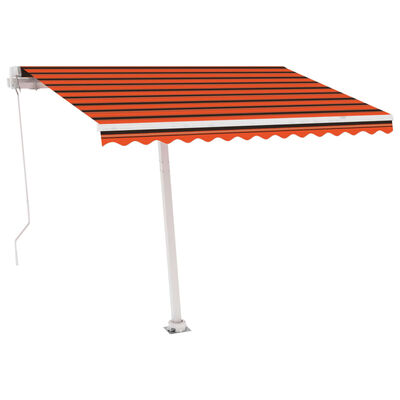 vidaXL Ročno zložljiva tenda z LED lučmi 300x250 cm oranžna in rjava