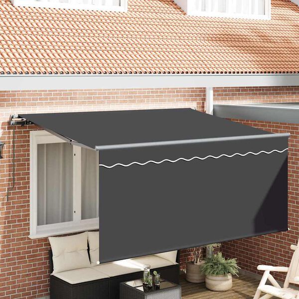 vidaXL Retraktilna tenda Črtasto Antracit 300 x 200 cm blago