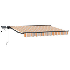 vidaXL Ročno senčilo s LED-ji Modra, Oranžna, Antracit 3 x 2,5 m