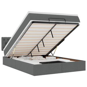 vidaXL Otomanska postelja z vzmetnico siv 140x190 cm blago