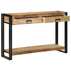vidaXL Konzolna miza s polico Rjava 120 x 33 x 75 cm Masiven les manga