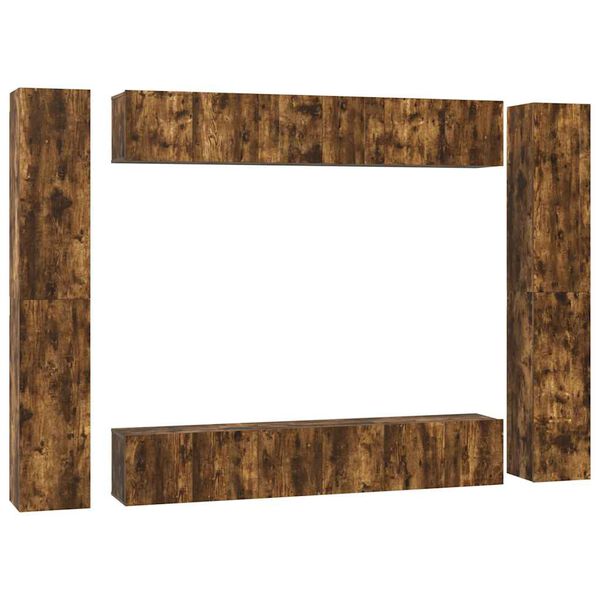 vidaXL Komplet TV omaric 10-delni dimljen hrast inženirski les