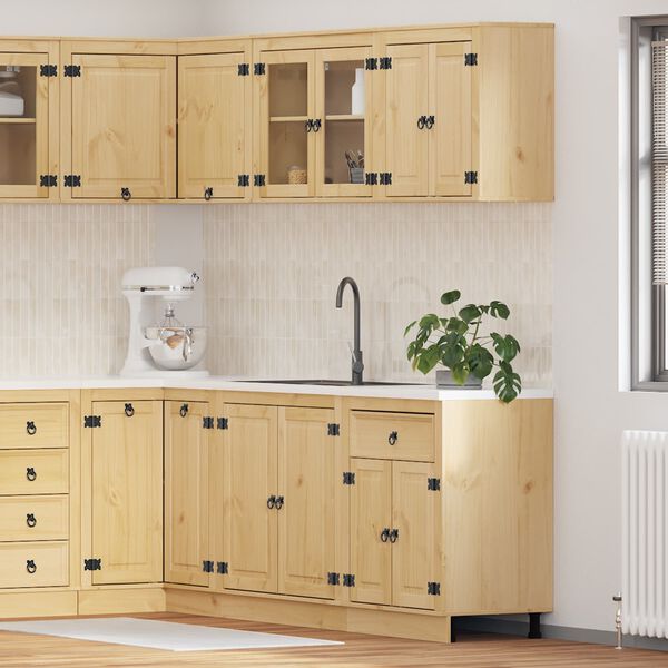 vidaXL Za omarice s polico SKI 4 pcs Medeno Rjava Masivno borovo les