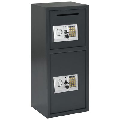 vidaXL Digitalni sef z dvojnimi vrati 35x31x80 cm temno siv
